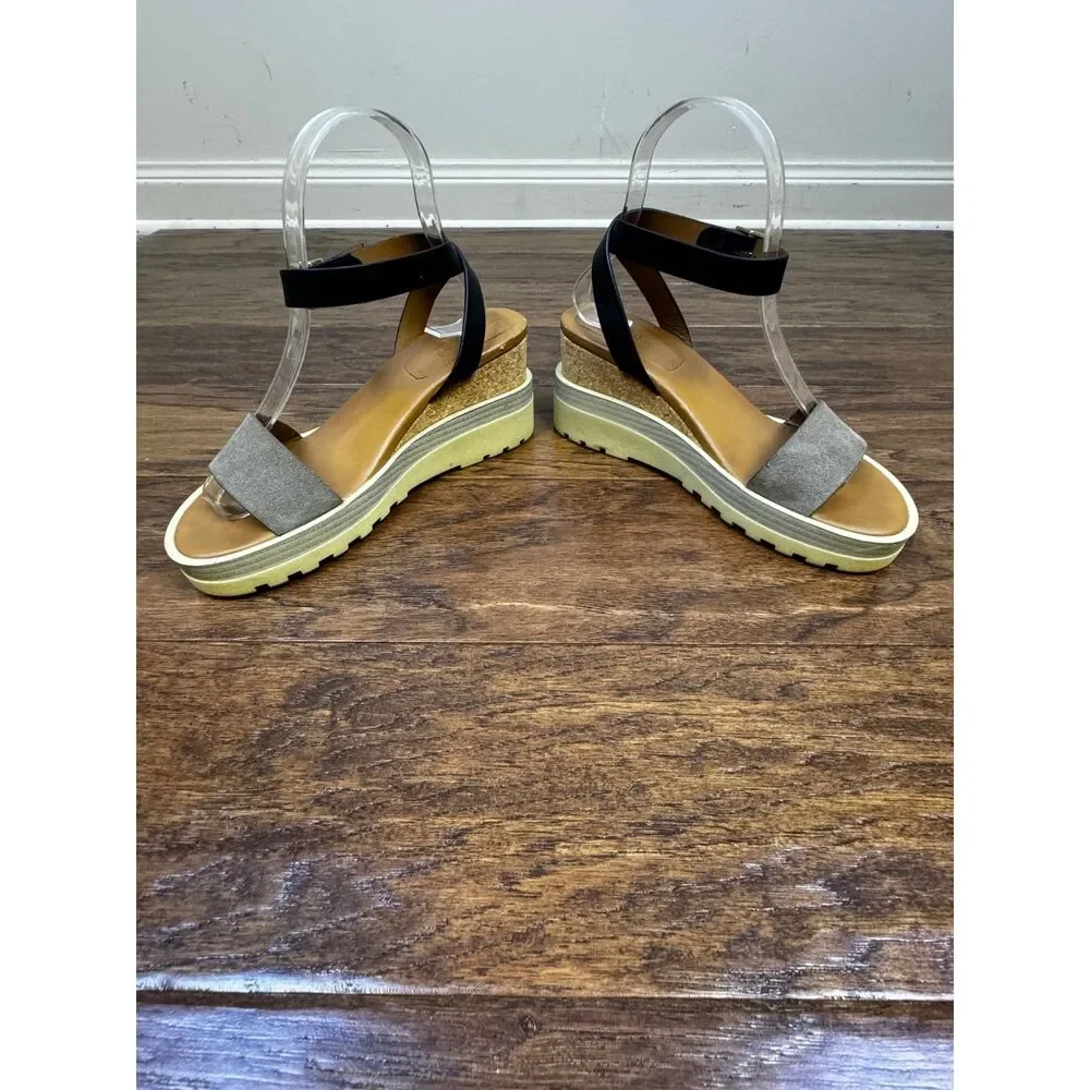 SEE BY CHLOE Robin Wedge Sandal, Lug Sole, Cork, Sz 36.5